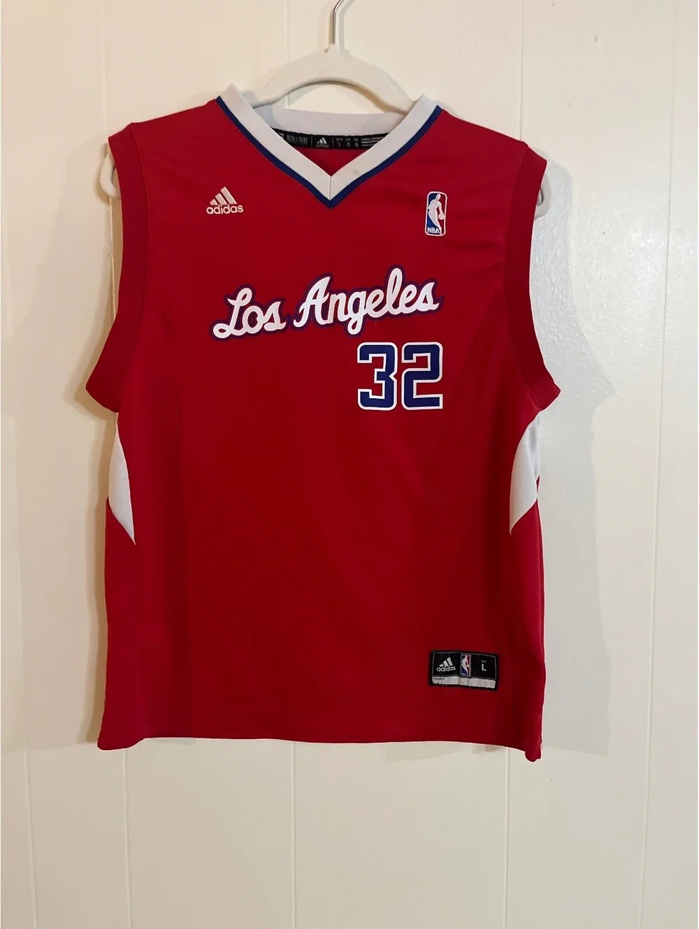Adidas Los Angeles Basketball Jersey Red Size Large NBA 32